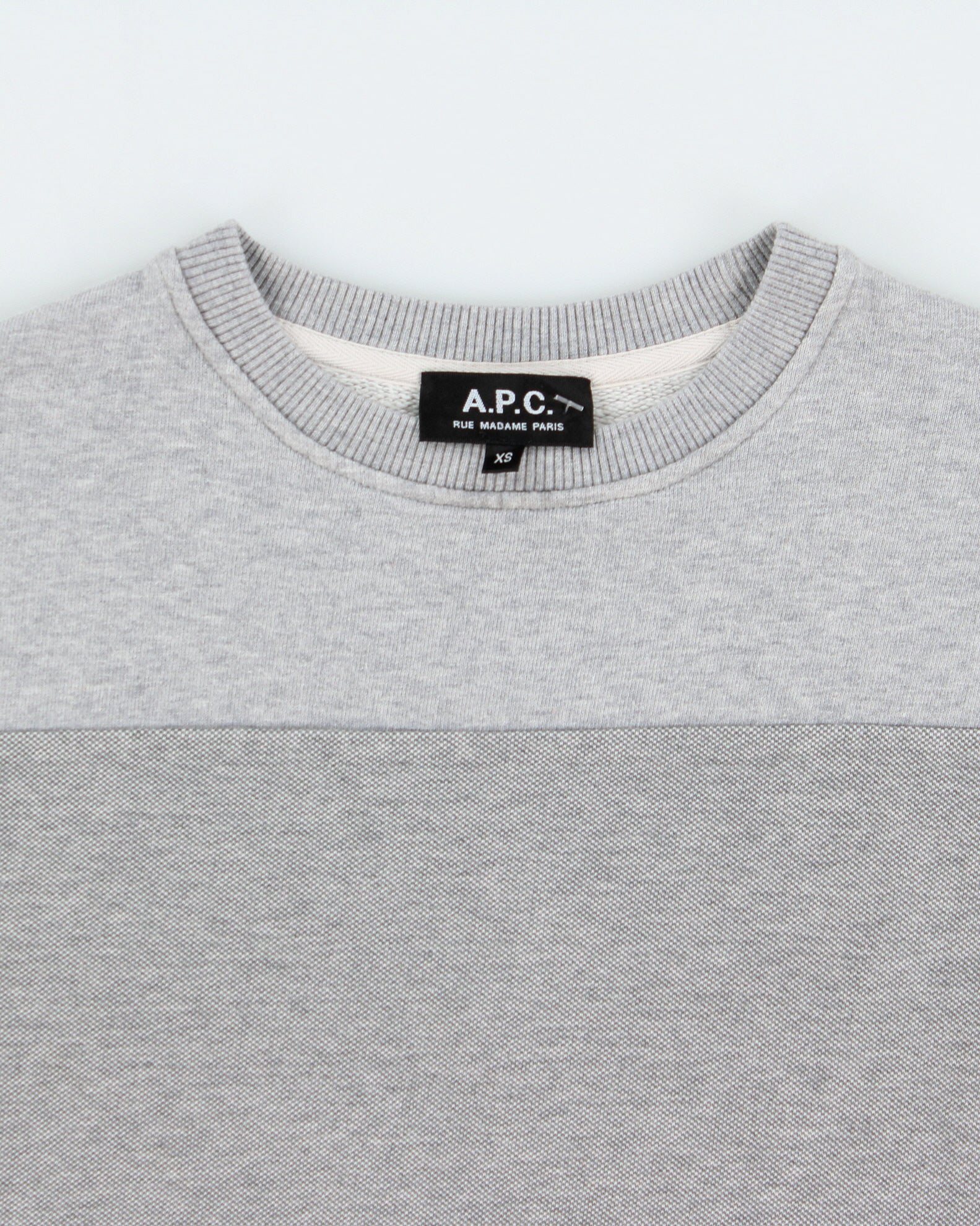 A.P.C Marl Grey Block Patch Heavyweight Crewneck Sweatshirt - XS