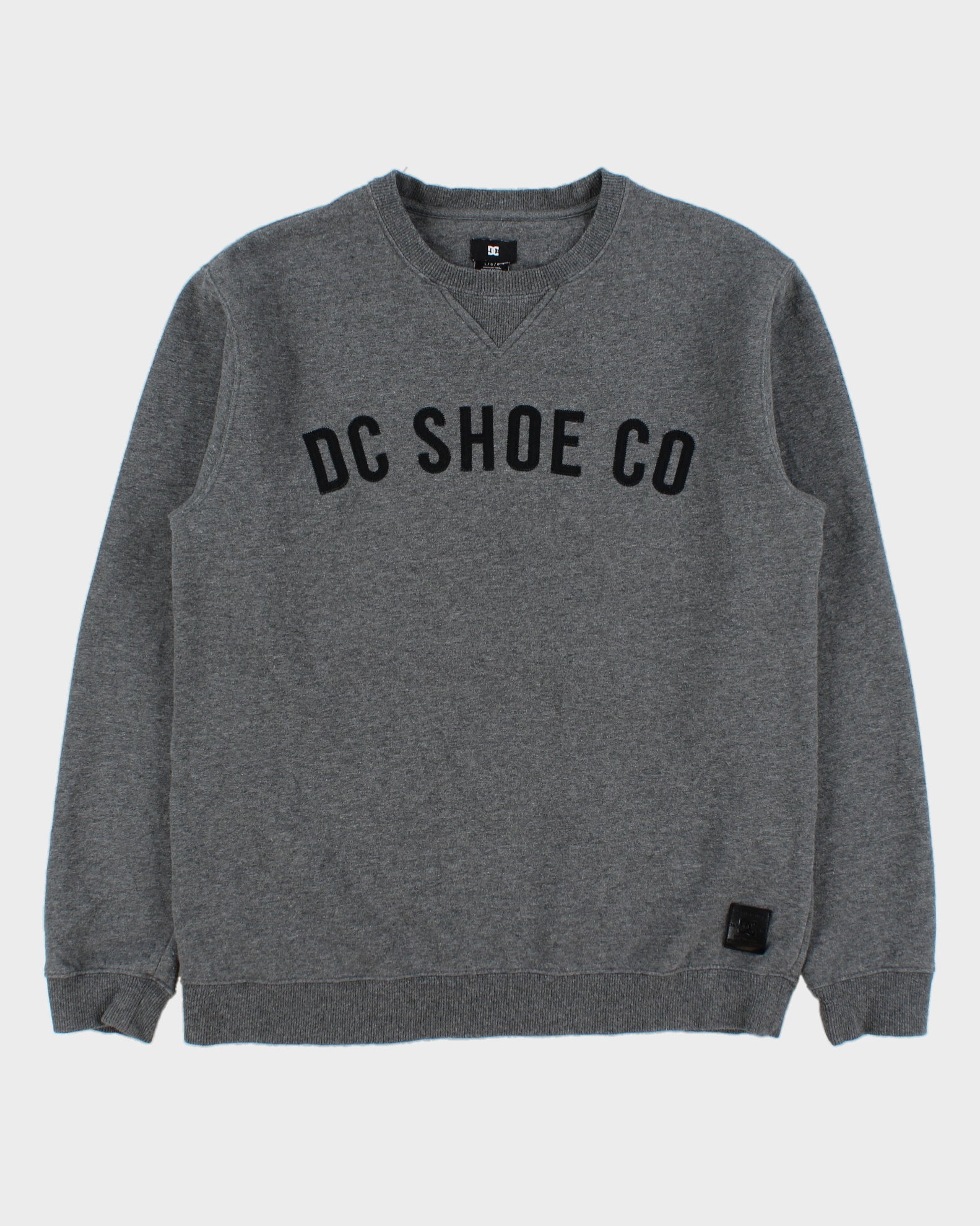 Vintage DC Shoe Co. Marl Grey Stitch Spell Out Crewneck Sweatshirt - L