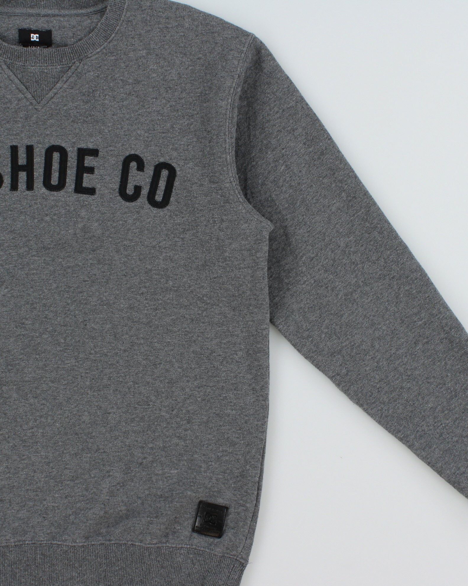 Vintage DC Shoe Co. Marl Grey Stitch Spell Out Crewneck Sweatshirt - L