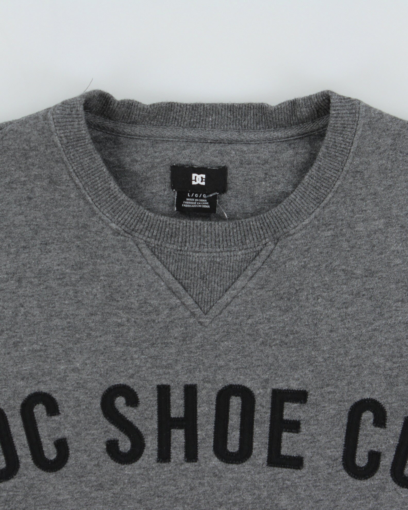 Vintage DC Shoe Co. Marl Grey Stitch Spell Out Crewneck Sweatshirt - L