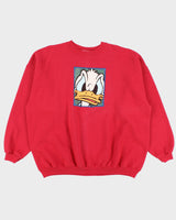 Vintage 1990s Disney Heavyweight Donald Duck Made In USA Crewneck Sweatshirt - XXL