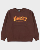 Vintage Thrasher Magazine Brown Flame Logo Crewneck Skater Sweatshirt - L
