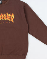 Vintage Thrasher Magazine Brown Flame Logo Crewneck Skater Sweatshirt - L