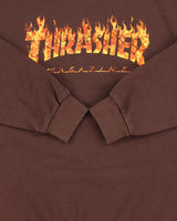 Vintage Thrasher Magazine Brown Flame Logo Crewneck Skater Sweatshirt - L