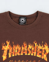 Vintage Thrasher Magazine Brown Flame Logo Crewneck Skater Sweatshirt - L