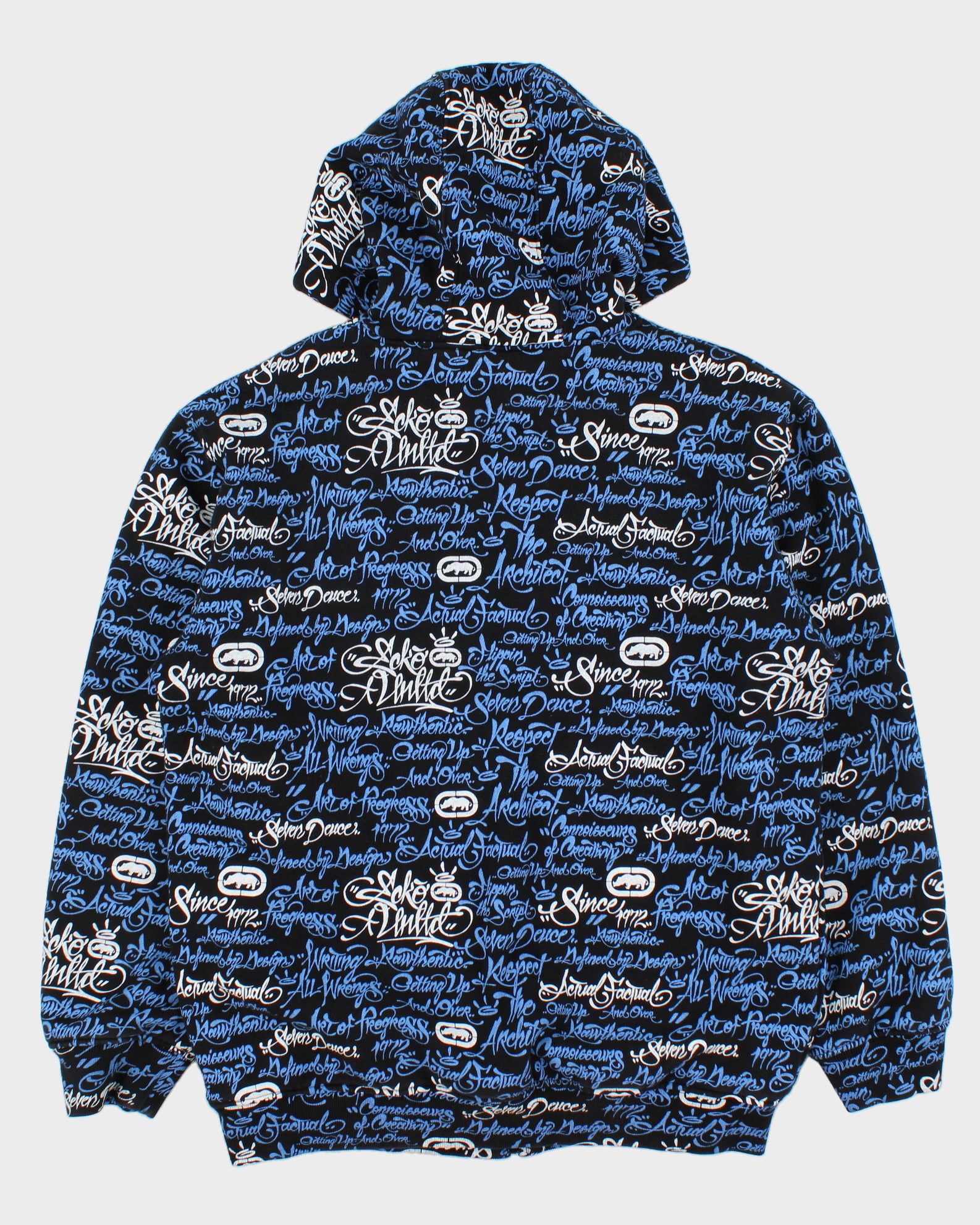 Vintage Y2K 00s Ecko UNLTD Heavyweight Scripture Waffle Knit Lined Full-Zip Hoodie - M