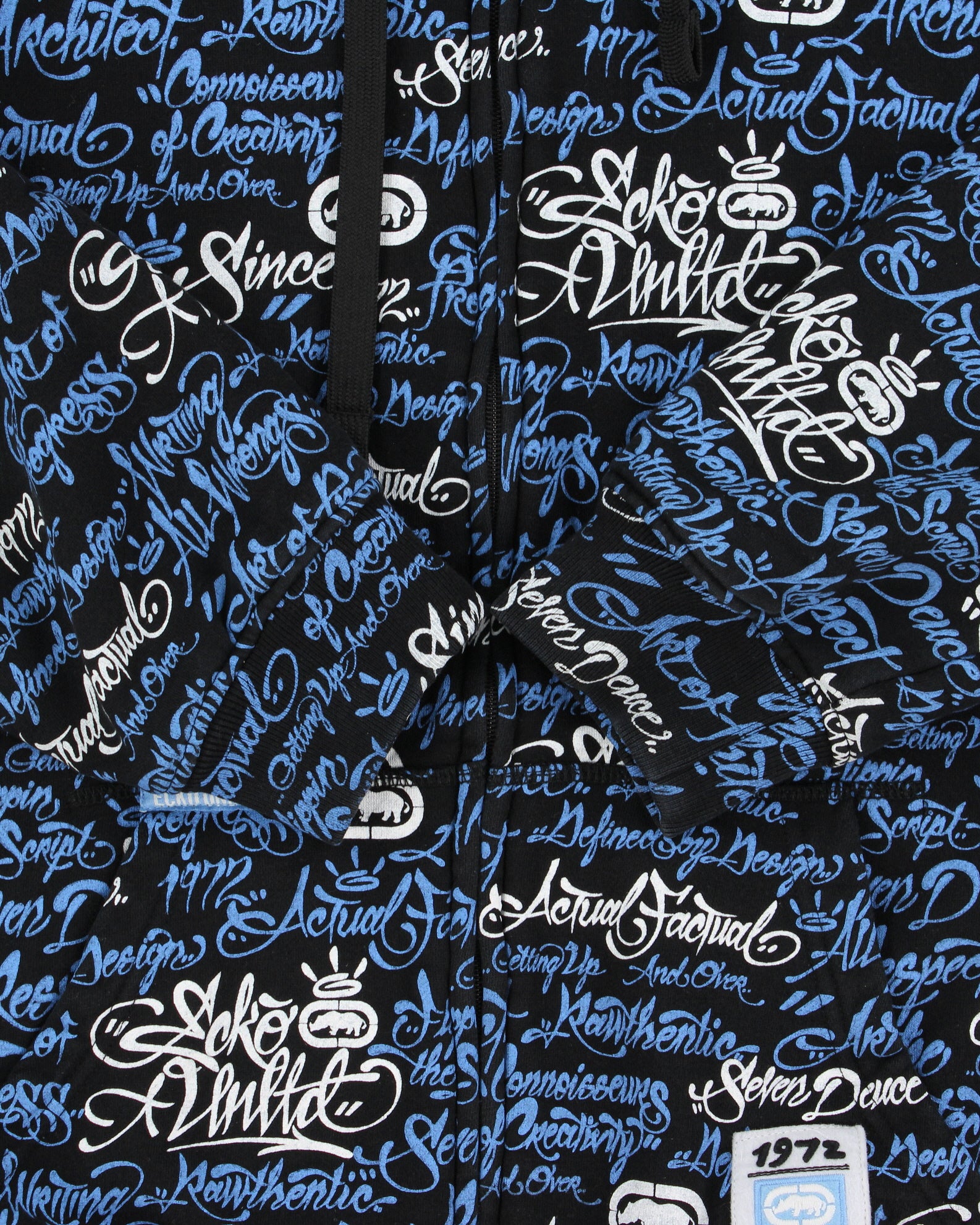 Vintage Y2K 00s Ecko UNLTD Heavyweight Scripture Waffle Knit Lined Full-Zip Hoodie - M