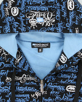 Vintage Y2K 00s Ecko UNLTD Heavyweight Scripture Waffle Knit Lined Full-Zip Hoodie - M