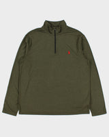 Vintage Polo Ralph Lauren Performance Khaki Lightweight Thermal Quarter-Zip Sweatshirt - L