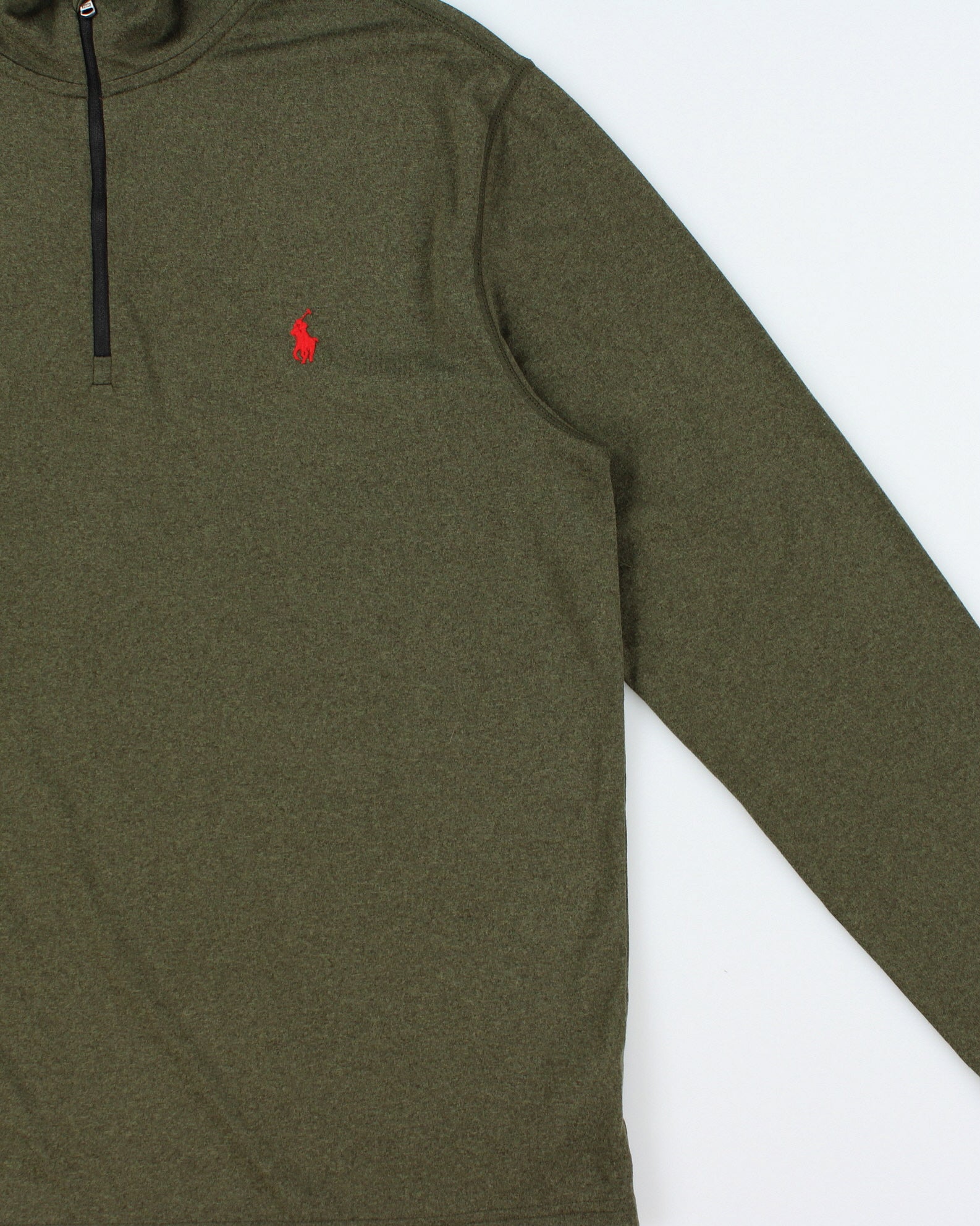 Vintage Polo Ralph Lauren Performance Khaki Lightweight Thermal Quarter-Zip Sweatshirt - L