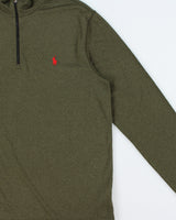 Vintage Polo Ralph Lauren Performance Khaki Lightweight Thermal Quarter-Zip Sweatshirt - L