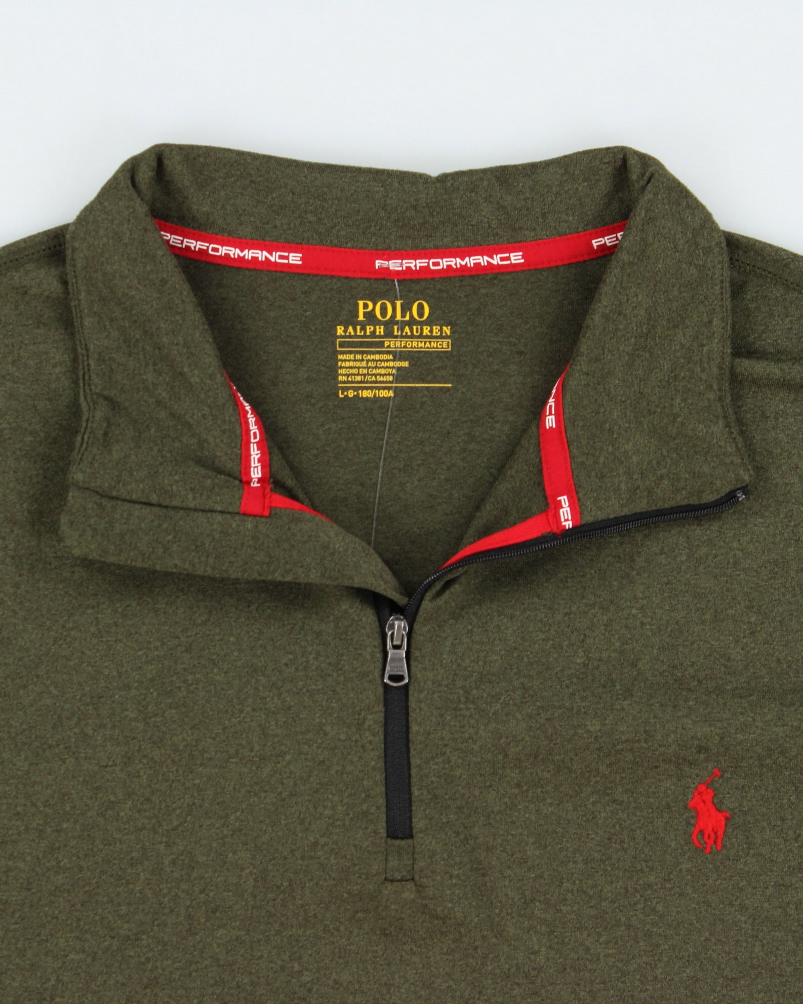 Vintage Polo Ralph Lauren Performance Khaki Lightweight Thermal Quarter-Zip Sweatshirt - L