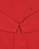 Vintage 1990s Polo Ralph Lauren Pale Red Heavyweight V-Neck Sweatshirt - M