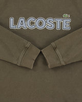 Vintage Lacoste Khaki Embroidered Houndstooth Spell Out Heavyweight Crewneck Sweatshirt - S