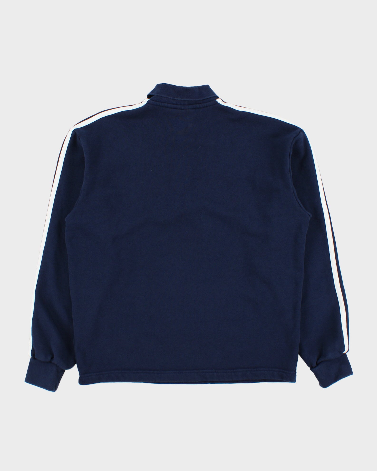 Vintage Adidas Originals Navy Heavyweight Embroidered 3-Stripe Quarter-Zip Collared Sweatshirt - S