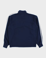 Vintage Adidas Originals Navy Heavyweight Embroidered 3-Stripe Quarter-Zip Collared Sweatshirt - S