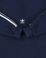 Vintage Adidas Originals Navy Heavyweight Embroidered 3-Stripe Quarter-Zip Collared Sweatshirt - S