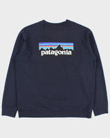 Vintage Patagonia Navy P-6 Logo Organic Fairtrade Regular Fit Crewneck Sweatshirt - L
