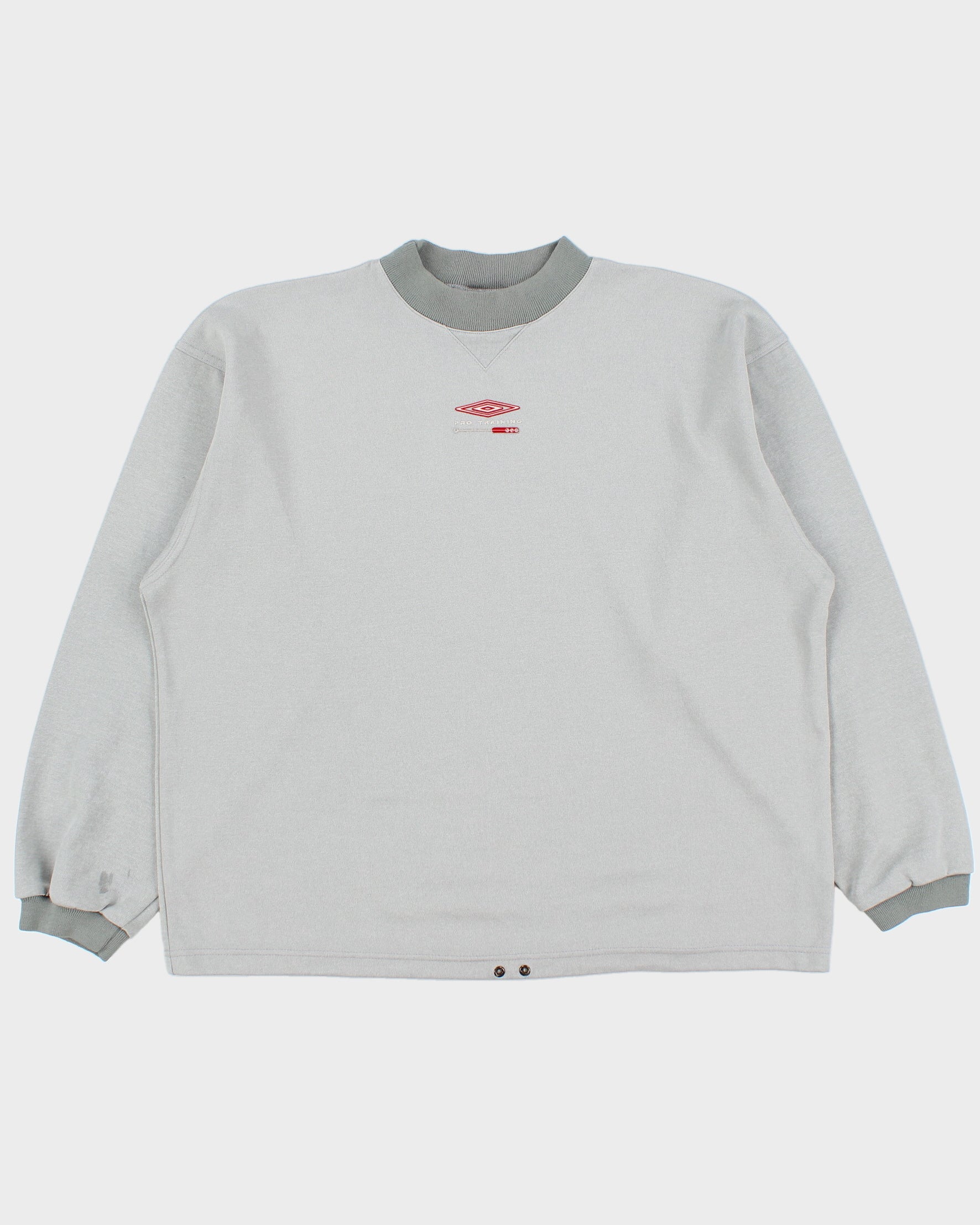 Vintage 2002 Y2K Umbro Pro Training Grey High-Neck Crewneck Sweatshirt - L