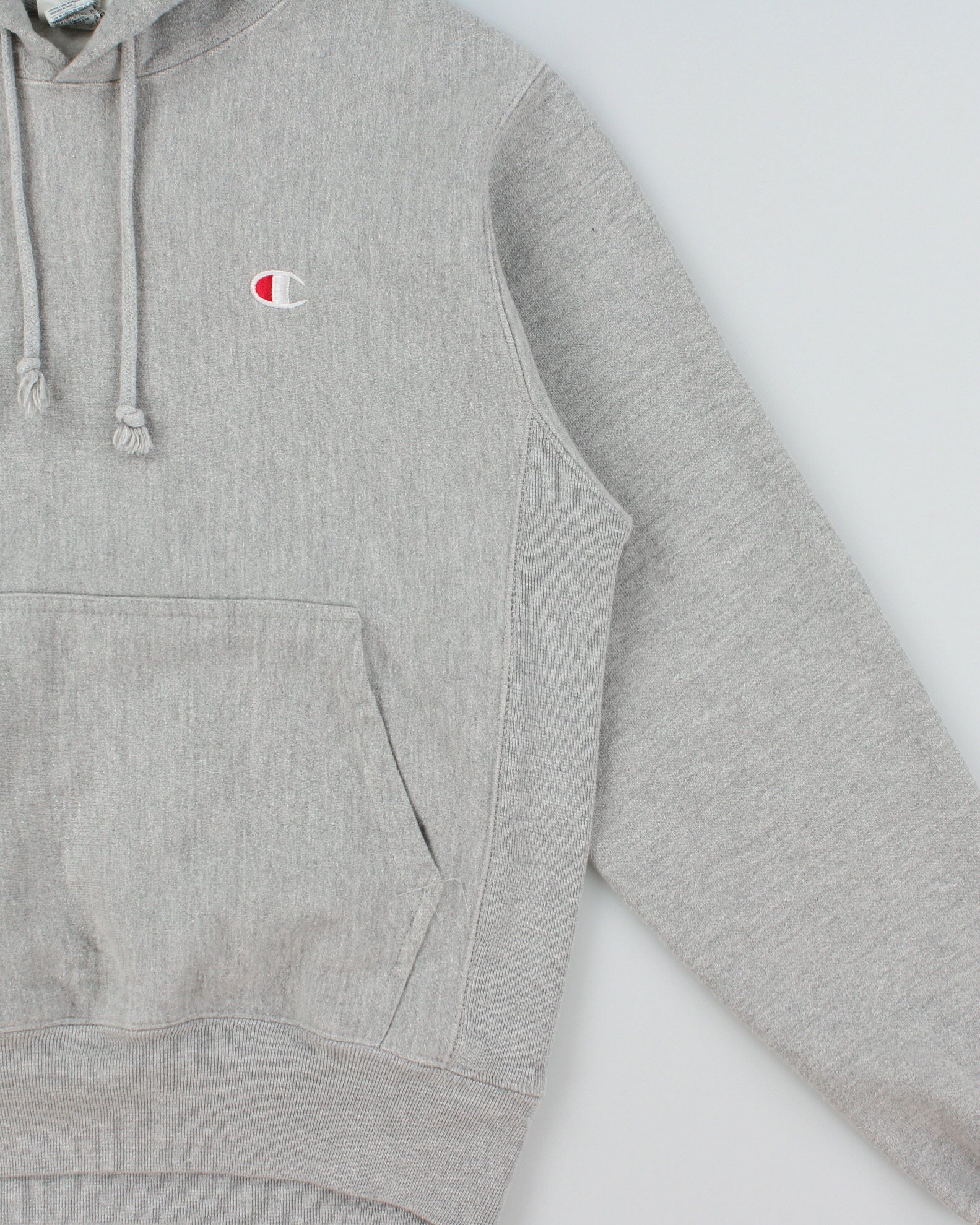 Vintage Champion Grey Marl Heavyweight Reverse Weave Pullover Hoodie - S