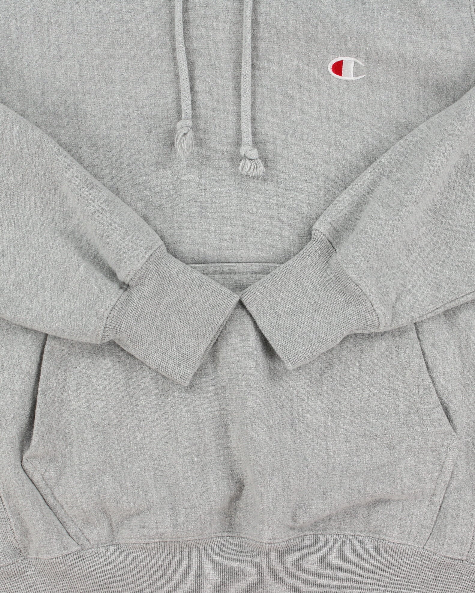 Vintage Champion Grey Marl Heavyweight Reverse Weave Pullover Hoodie - S