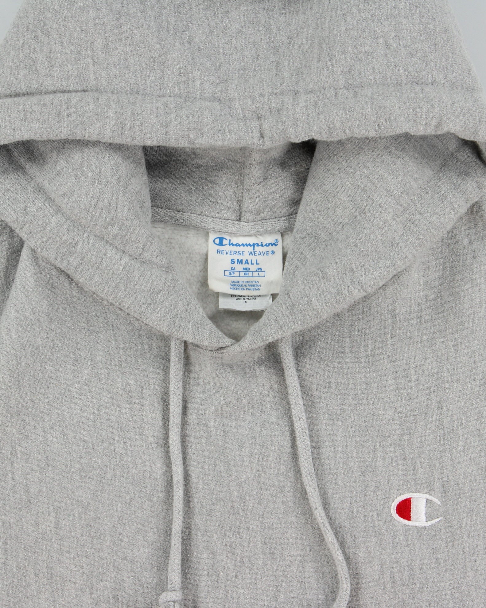 Vintage Champion Grey Marl Heavyweight Reverse Weave Pullover Hoodie - S