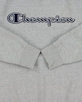 Vintage Champion Grey Marl Embroidered Spell Out Crewneck Sweatshirt - XL