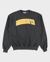 Vintage Champion Eco Grey Marl Stitch Embroidered Minnesota Crewneck Varsity Sweatshirt - M