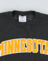 Vintage Champion Eco Grey Marl Stitch Embroidered Minnesota Crewneck Varsity Sweatshirt - M