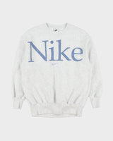 Nike Grey Marl Centre Swoosh Spell Out Unisex Crewneck Sweatshirt - XS