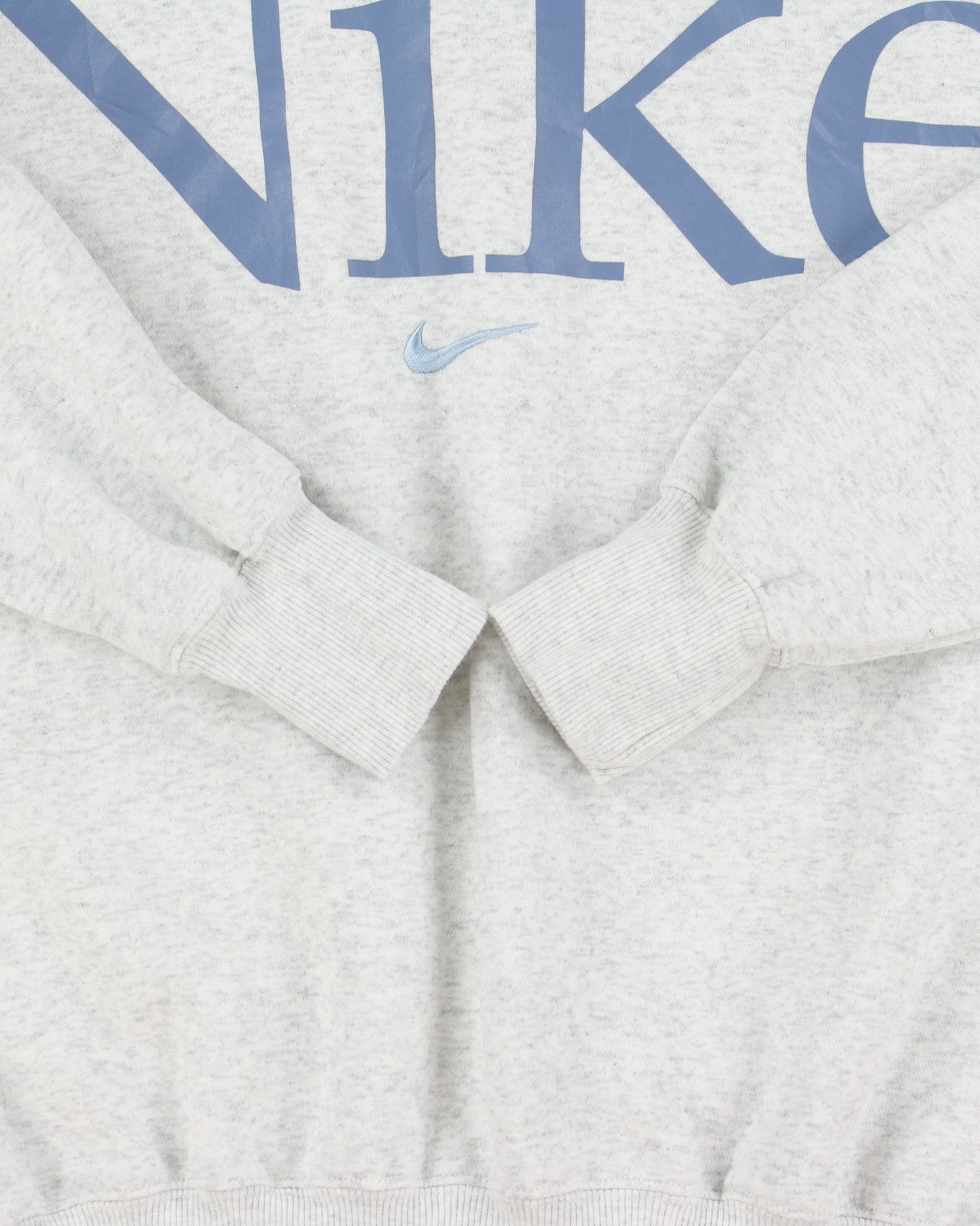 Nike Grey Marl Centre Swoosh Spell Out Unisex Crewneck Sweatshirt - XS