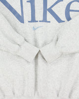 Nike Grey Marl Centre Swoosh Spell Out Unisex Crewneck Sweatshirt - XS