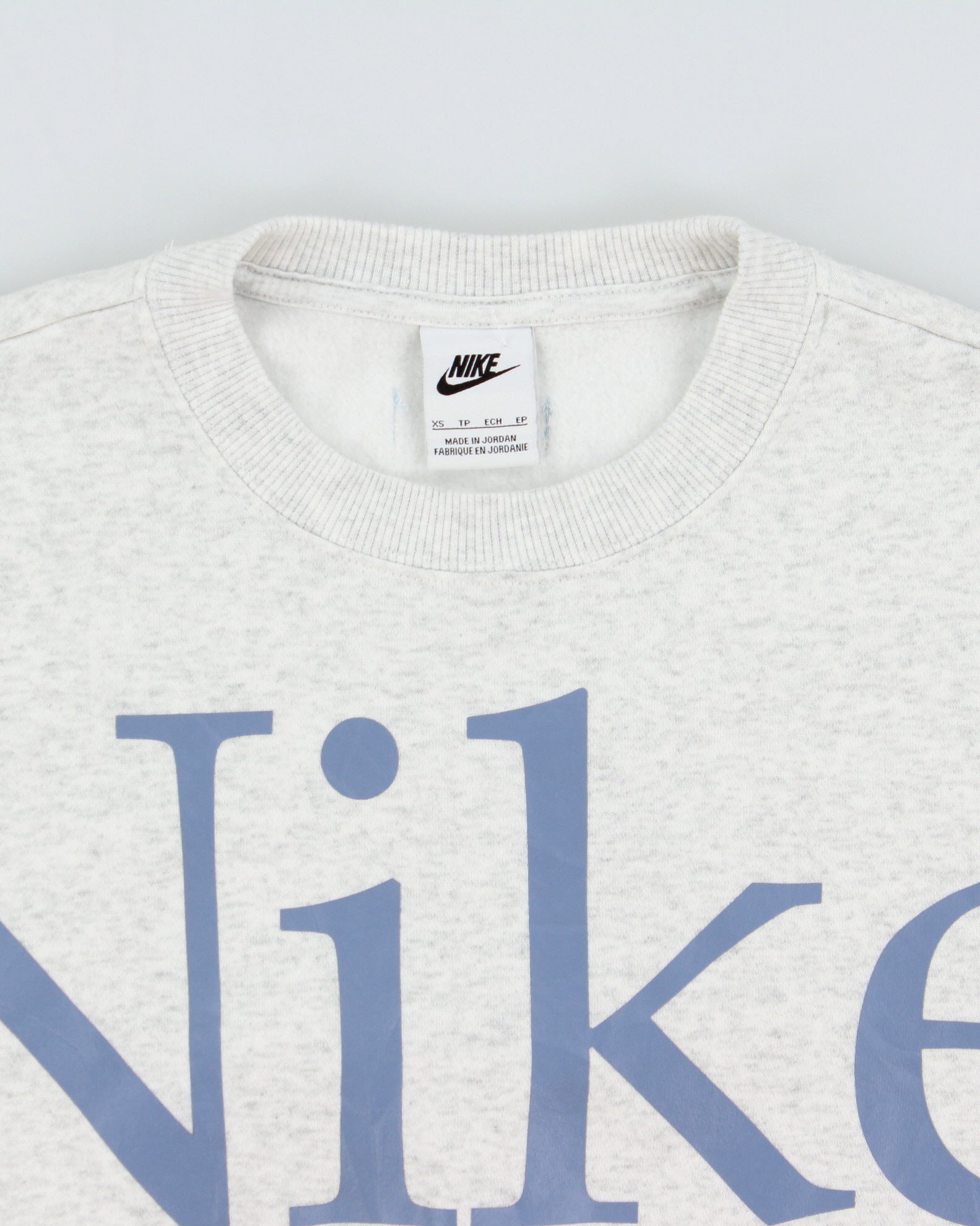 Nike Grey Marl Centre Swoosh Spell Out Unisex Crewneck Sweatshirt - XS