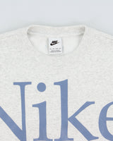 Nike Grey Marl Centre Swoosh Spell Out Unisex Crewneck Sweatshirt - XS