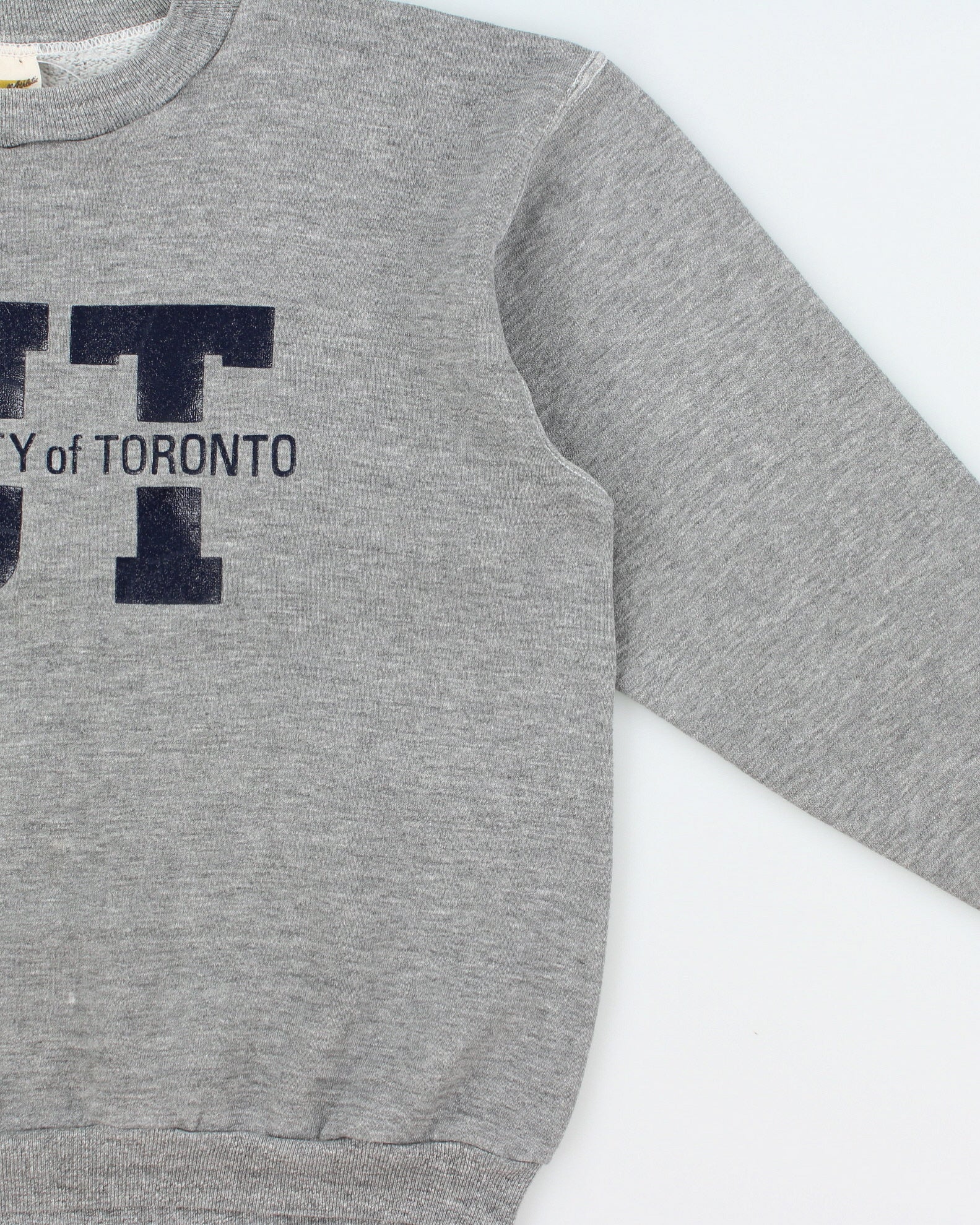 Vintage 1970s Russell Athletic Gold Tag Grey Marl University Of Toronto Made In USA Crewneck Sweatshirt - M