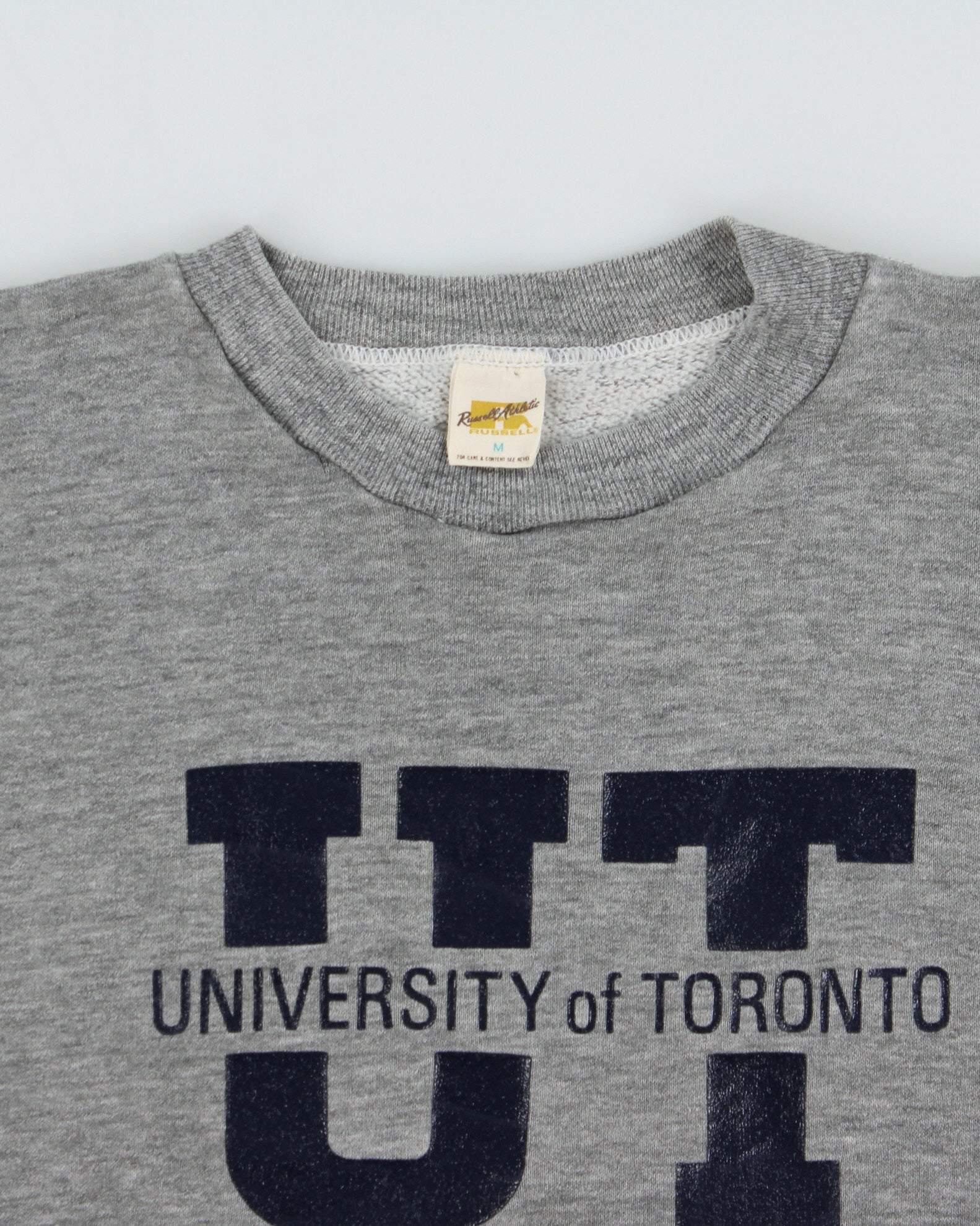 Vintage 1970s Russell Athletic Gold Tag Grey Marl University Of Toronto Made In USA Crewneck Sweatshirt - M