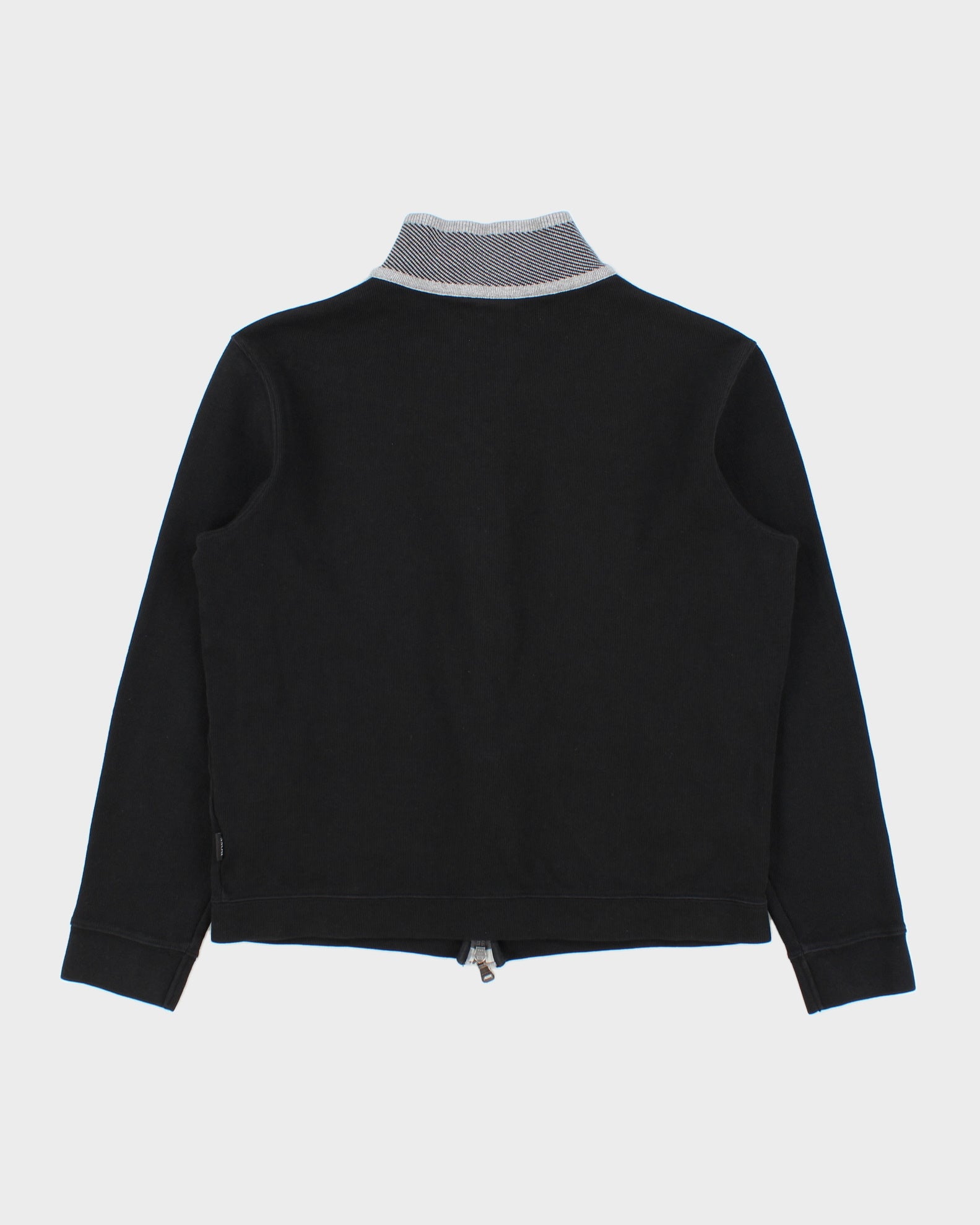 Vintage Hugo Boss Cannobio Two-Tone Striped Regular Fit Funnel Neck Zip-Up Sweatshirt - M
