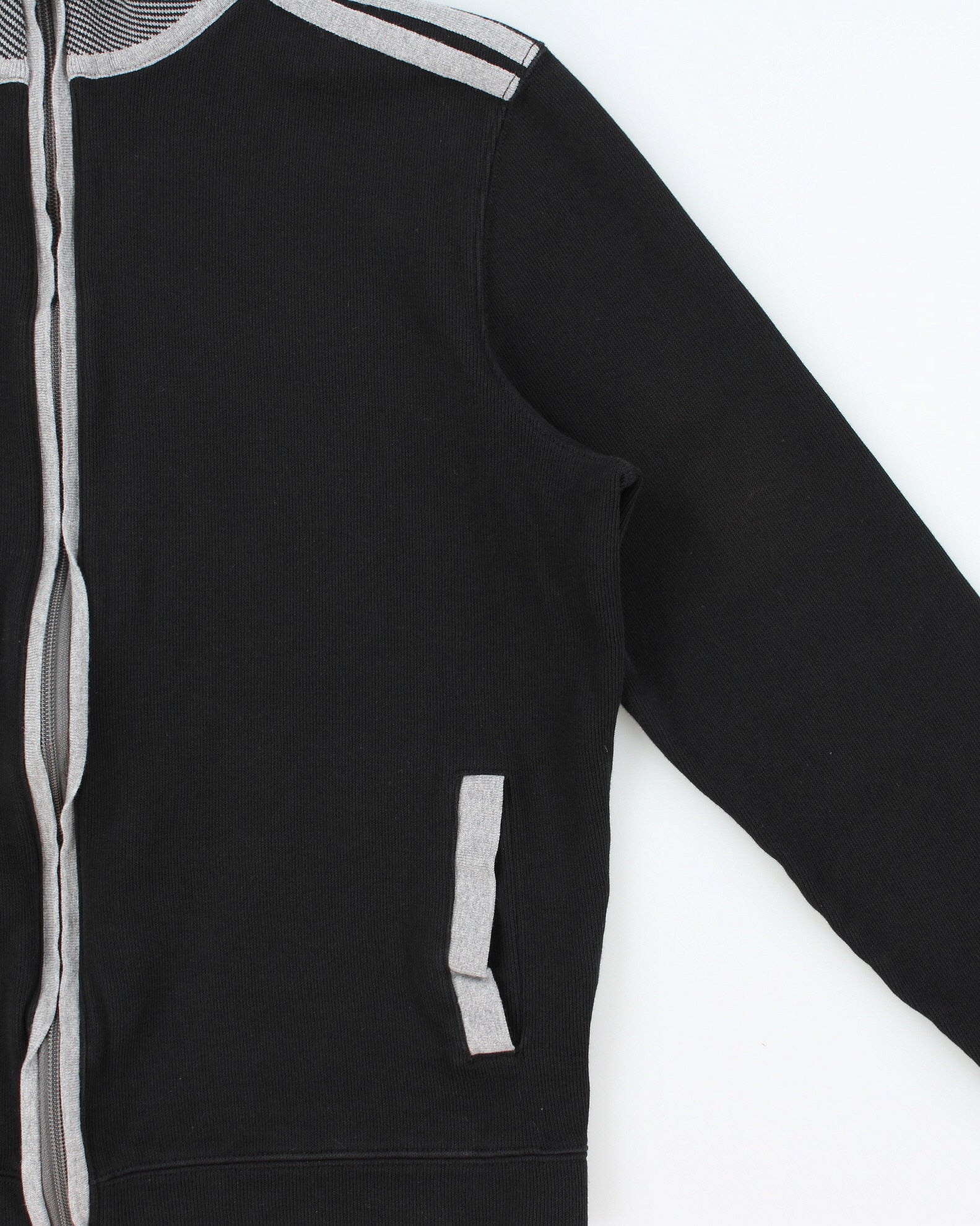 Vintage Hugo Boss Cannobio Two-Tone Striped Regular Fit Funnel Neck Zip-Up Sweatshirt - M