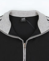 Vintage Hugo Boss Cannobio Two-Tone Striped Regular Fit Funnel Neck Zip-Up Sweatshirt - M