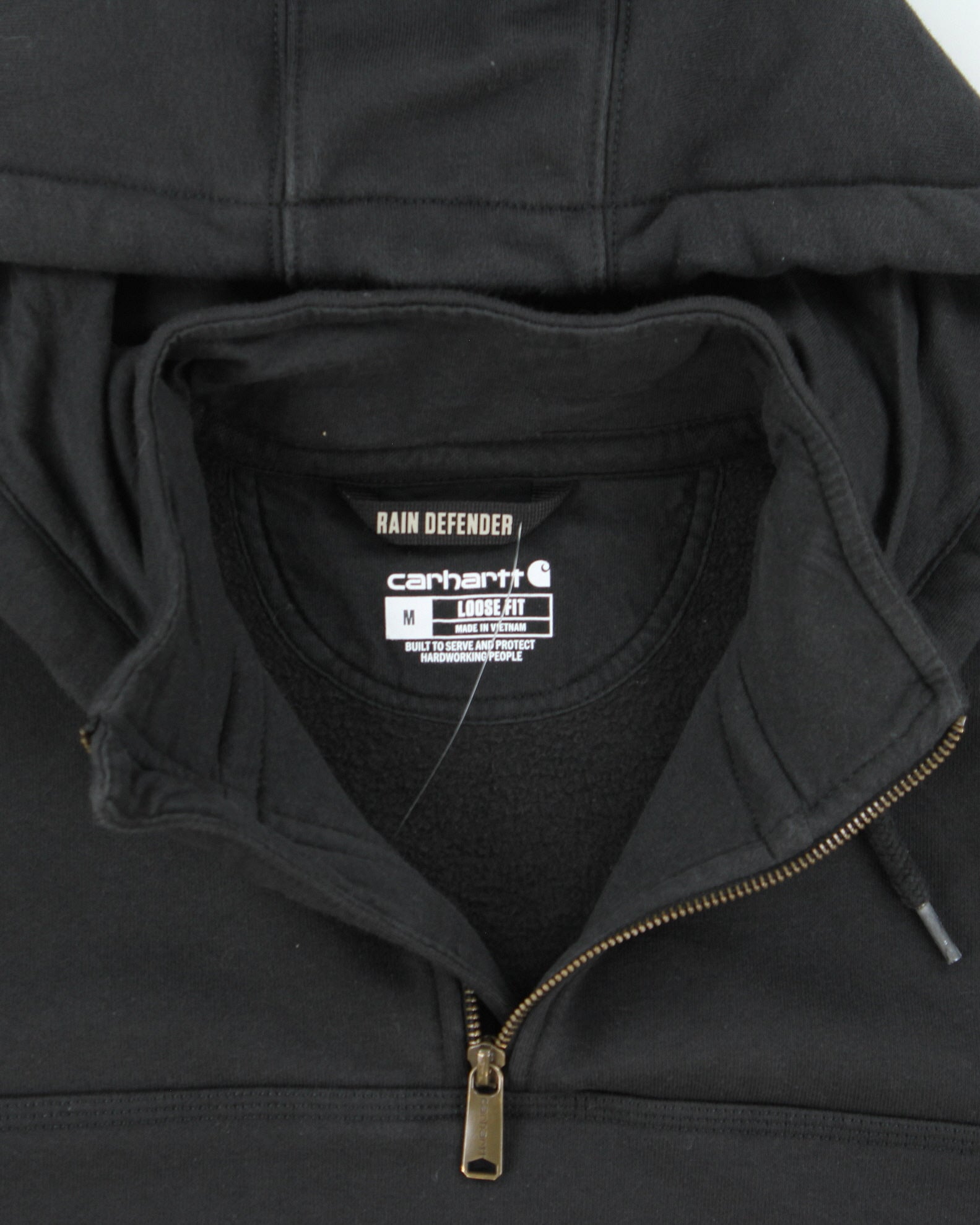 Vintage Carhartt Paxton Heavyweight Loose Fit Quarter-Zip Rain Defender Hoodie - M
