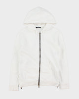 Balmain White Heavyweight Side Zipper Full-Zip Hoodie - S