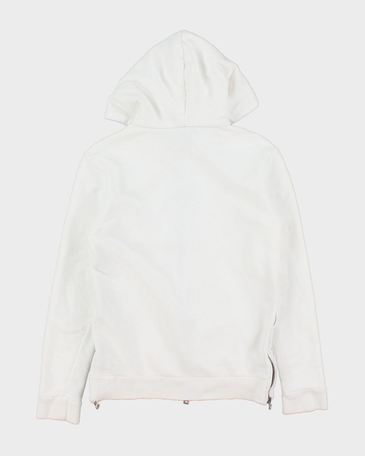 Balmain White Heavyweight Side Zipper Full-Zip Hoodie - S