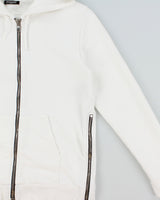 Balmain White Heavyweight Side Zipper Full-Zip Hoodie - S