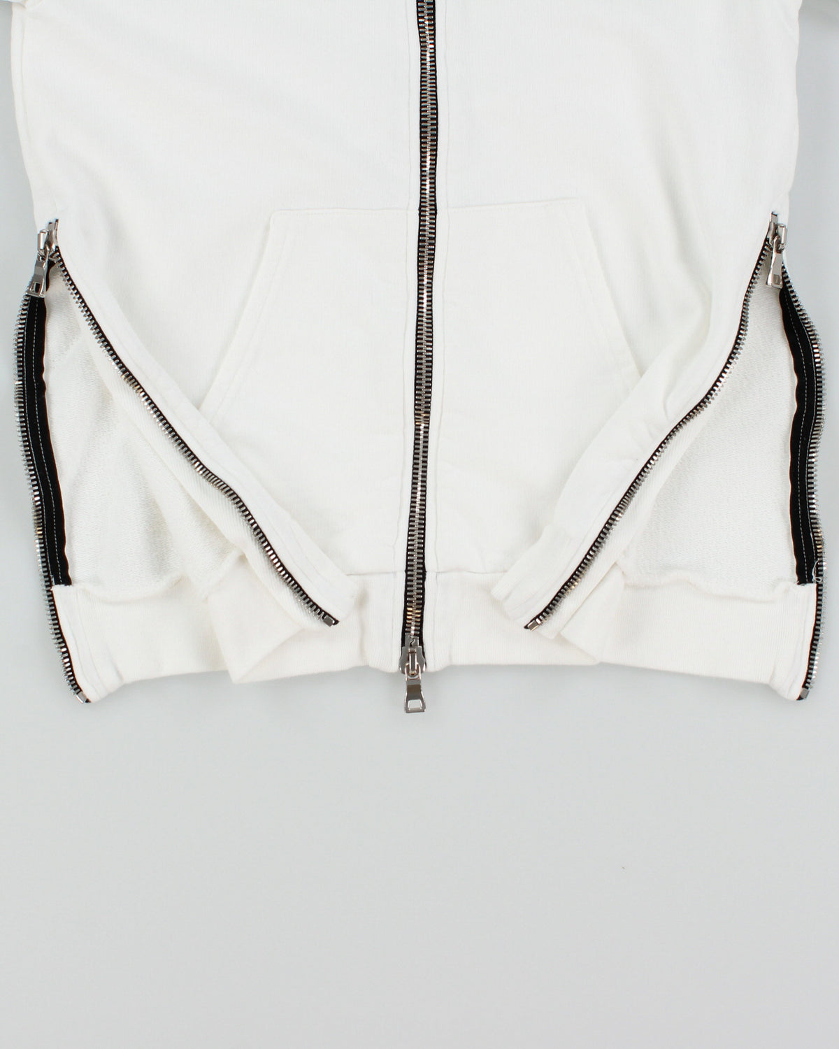 Balmain White Heavyweight Side Zipper Full-Zip Hoodie - S