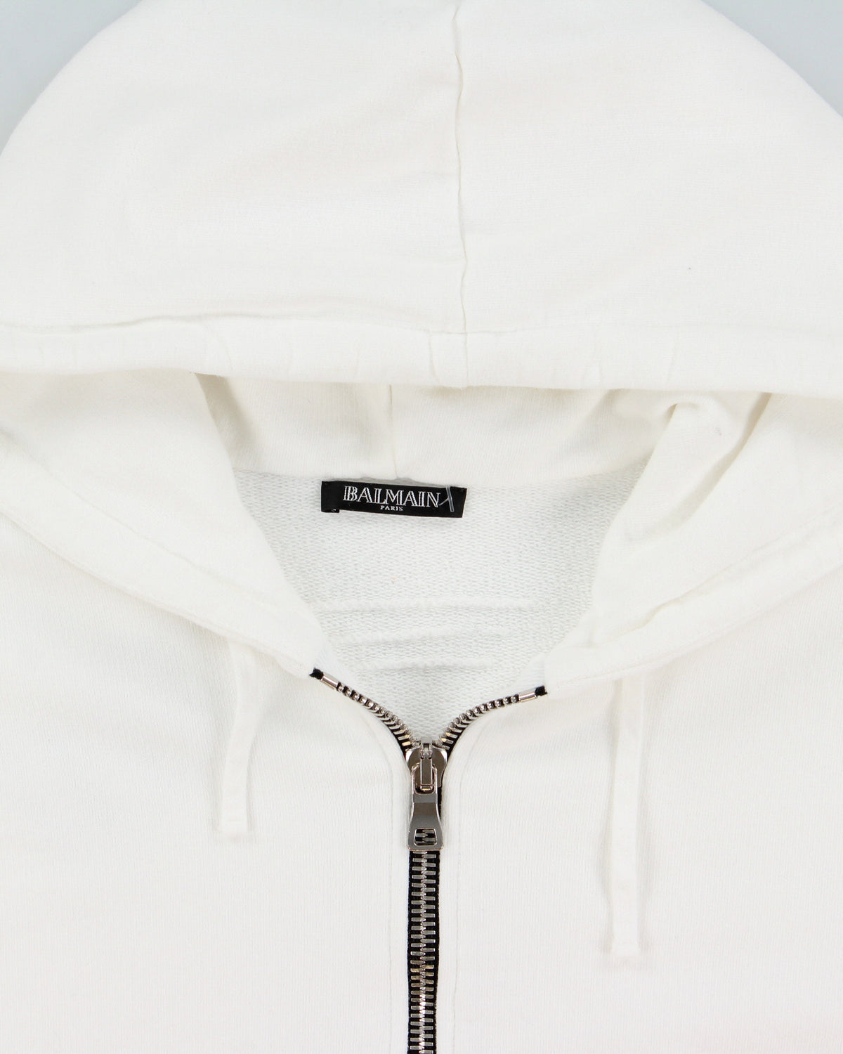 Balmain White Heavyweight Side Zipper Full-Zip Hoodie - S