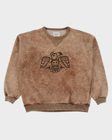 Vintage 1990s Fussy Stone Wash Tan Made In Canada Embroidered Native Crewneck Sweatshirt - M