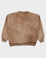 Vintage 1990s Fussy Stone Wash Tan Made In Canada Embroidered Native Crewneck Sweatshirt - M