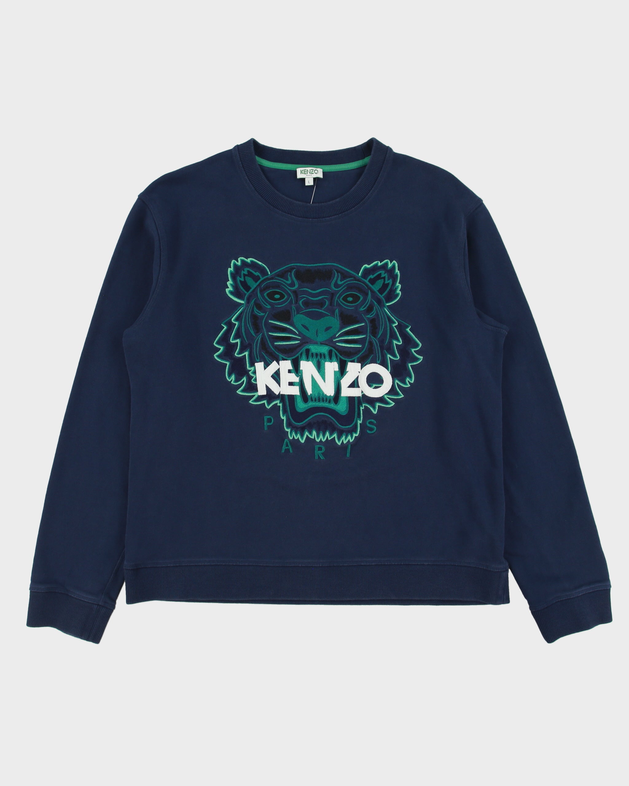 Kenzo Navy Embroidered Classic Tiger Crewneck Sweatshirt - L