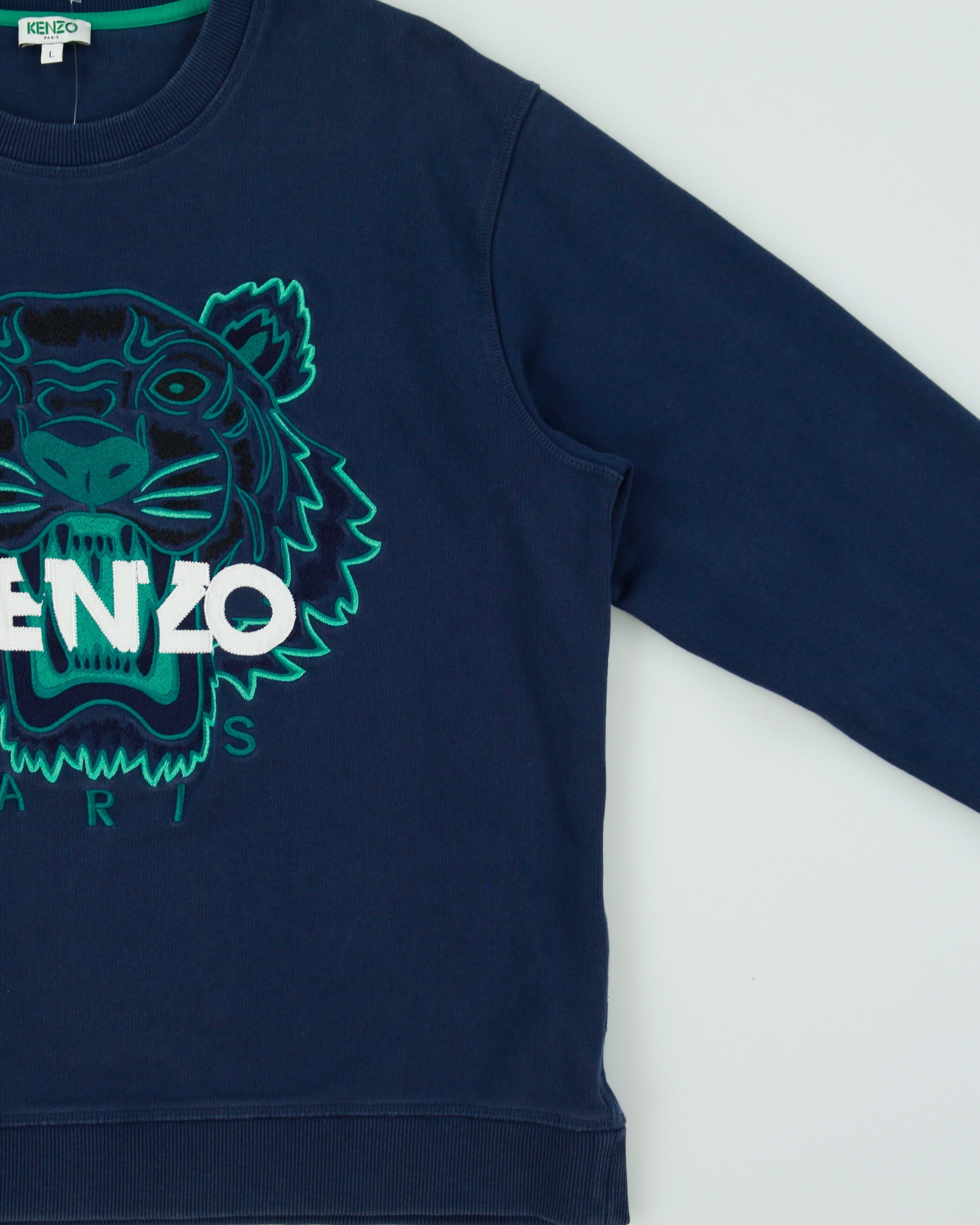 Kenzo Navy Embroidered Classic Tiger Crewneck Sweatshirt - L
