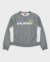 Vintage Puma Marl Grey Spell Out Crewneck Panel Sweatshirt - L